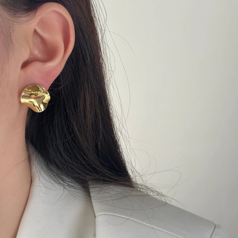 Onregelmatige Golf Oorknopjes Koper Gegalvaniseerd Minimalistische Geometrische Mode-Sieraden Voor Dames