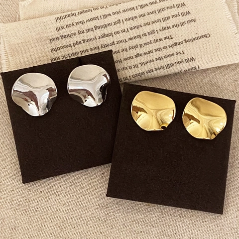 Onregelmatige Golf Oorknopjes Koper Gegalvaniseerd Minimalistische Geometrische Mode-Sieraden Voor Dames