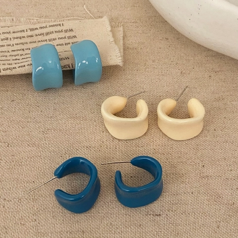 Emaille Druppelolie Koperen Oorbellen Geometrische C Vorm Minimalistische Lichte Luxe Sieraden Voor Dames
