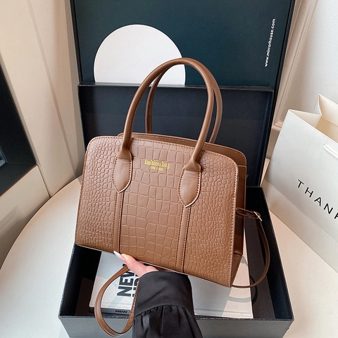 Bolso De Axila De Cuero PU Con Patrón De Cocodrilo De Gran Capacidad Bolso De Hombro Para Mujer Estilo Coreano