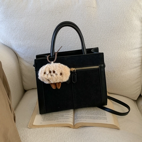 Retro Mattierte PU Leder Schultertasche Für Damen Urban Minimalistisch Patchwork Tote Handtasche Mit Doppelreißverschluss Und Langem Gurt