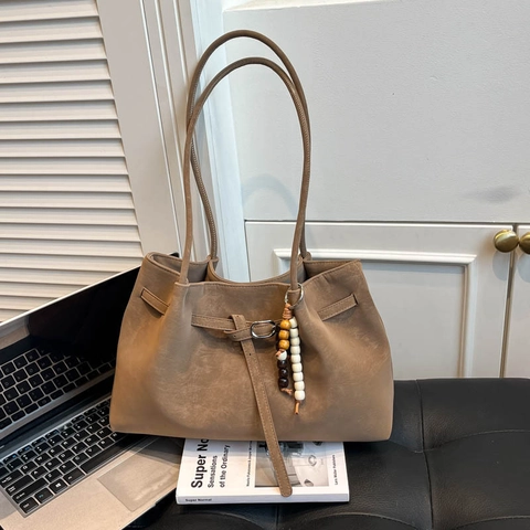 Grande Borsa Tote In Pelle PU Scamosciata Vintage Borsa A Spalla Per Donne Ufficio Lavoro Stile Retrò Fibbia