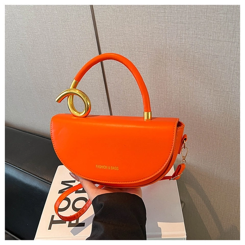 Sac Épaule Demi-Lune Femme Cuir PU Avec Poignée Métallique Dorée Unique Design Sous Les Aisselles Pour Usage Quotidien