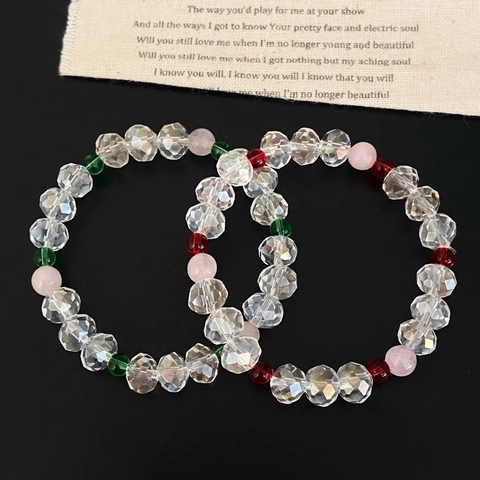 Bracciale Di Perline Di Cristallo Con Pietra Naturale E Perline Di Vetro Sfaccettate Gioielli Di Moda Per Donna