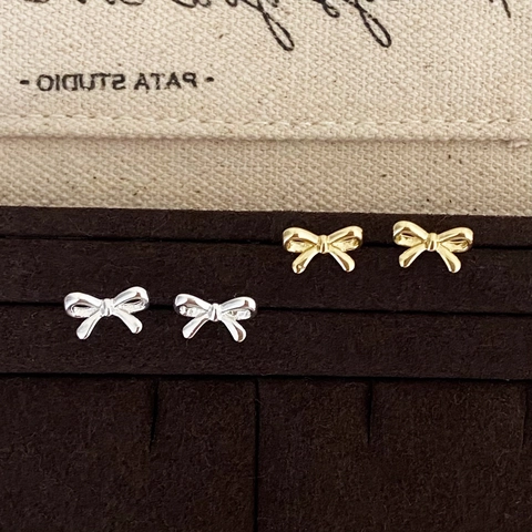 Zierliche Schleife Ohrstecker Kupfer Vergoldet Minimalistischer Schicker Schmuck Mit 925 Sterling Silber Ohrstecker