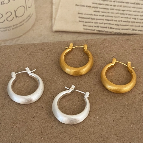 Orecchini A Cerchio In Rame Spazzolato Minimalisti Spessi Geometrici A Forma Di U Per Donna Chic