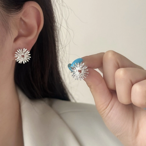 Blumen Künstliche Perlen Ohrstecker Mit Silber Ohrsteckern Zirkon Radial Feuerwerk Design Schmuck Für Damen