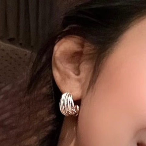 Copper Multi Layer Twisted Line C Shaped Stud Earrings With 925 Sterling Silver Earring Post Elegant Jewelry For Women