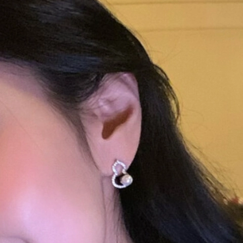 Orecchini In Rame A Forma Di Zucca Con Zirconia E Perla Artificial Imitazione Lucida Perno In Argento Per Donna Elegante