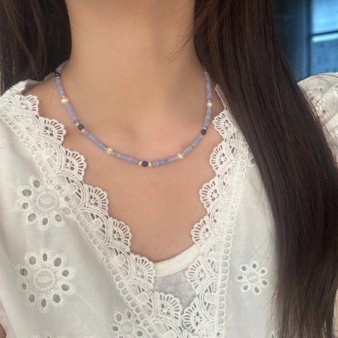 Retro Bohemian Lapis Lazuli Beaded Necklace For Women With Cat's Eye Stone Sun Pendant Gold Plated Jewelry Elegant