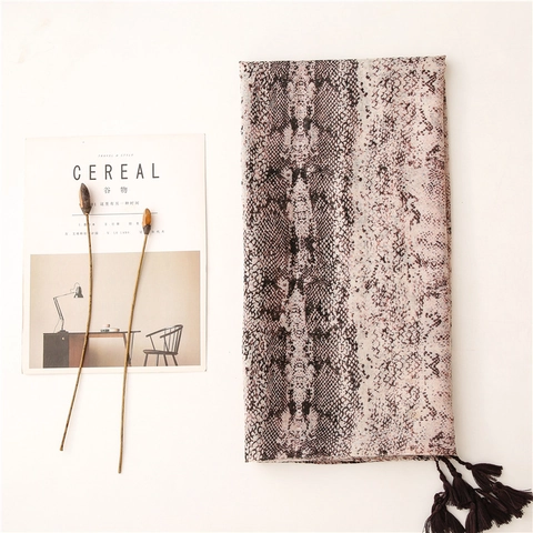 Western Fashion Snakeskin Print Long Scarf For Women Vintage Tassel Shawl Soft Polyester Sun Protection Beach Wrap