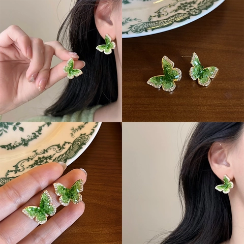 Butterfly Stud Earrings With Crystal Rhinestone And 925 Sterling Silver Earring Post Luxury Delicate Jewelry For Women