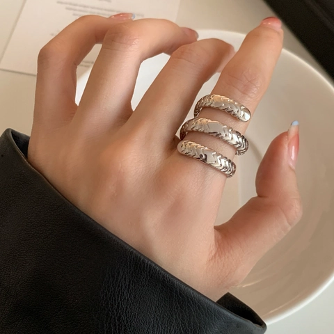 Adjustable Spiral Wrap Ring Copper Wheat Ear Texture Multi Layer Open Band Jewelry Fashion For Women