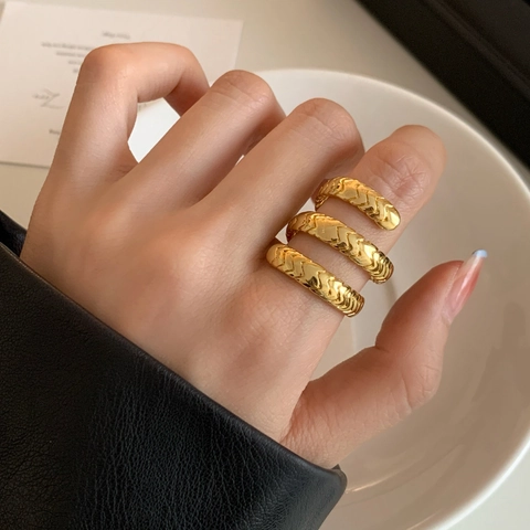 Adjustable Spiral Wrap Ring Copper Wheat Ear Texture Multi Layer Open Band Jewelry Fashion For Women