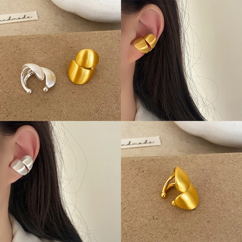 Pendientes De Clip Geometricos Minimalistas Vintage De Cobre Cepillado Mate Pendientes Sin Agujero Para Mujer