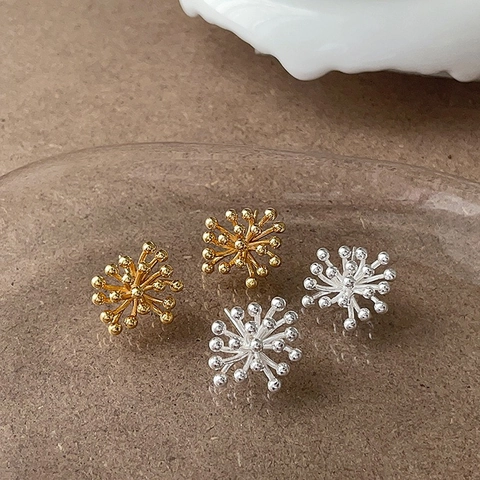 Pendientes De Botón De Fuegos Artificiales Radiales Estrella Cobre Diente De León Diseño Retro Joyas Minimalistas