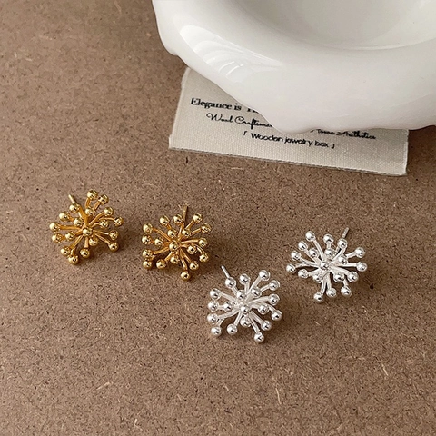 Pendientes De Botón De Fuegos Artificiales Radiales Estrella Cobre Diente De León Diseño Retro Joyas Minimalistas