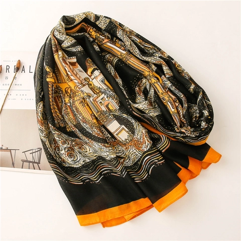Large Shawl Scarf European Architectural Statue Print Vintage Retro Polyester Cotton Linen Feel Long Wraps For Women