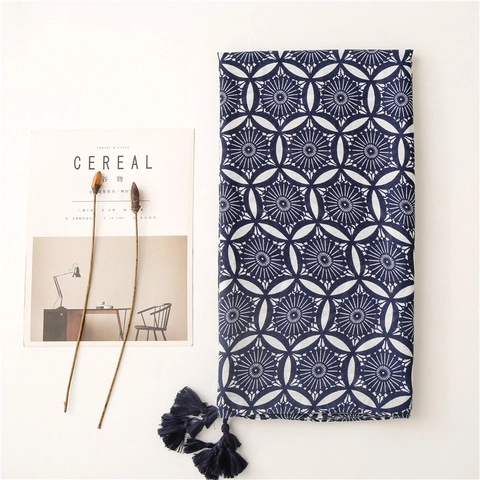 Long Scarf Shawl Polyester Cotton Linen Feel Geometric Print Ethnic Bohemian Style Retro Tassels For Women Wrap