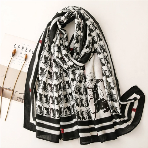 Écharpe Châle Imprimé Carrosse Cheval Vintage Tissu Polyester Léger Rétro Élégant Enveloppement Plage Femmes