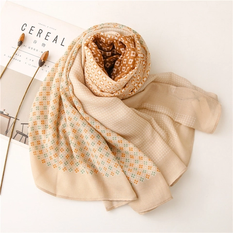 Women Scarf Shawl Lightweight Polyester Cotton Linen Feel Sun Protection Beach Elegant Floral Leopard Print Patchwork