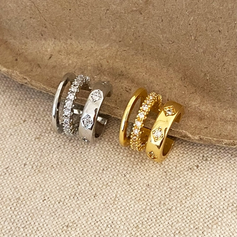 Multi Layer Strik Ear Cuffs Koper Cubic Zirconia Niet Piercing Oorbellen Minimalistische Mode Sieraden Voor Dames