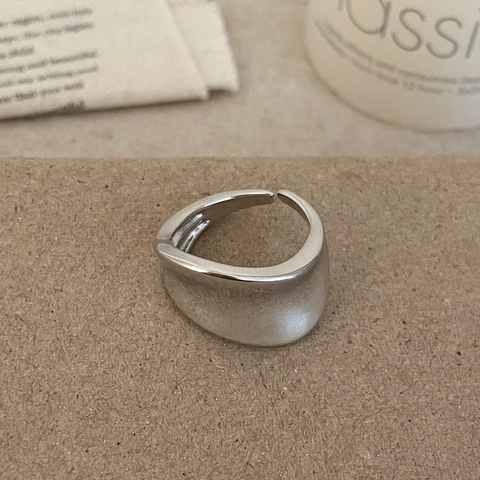 Anello Aperto In Metallo Liquido Irregolare Rame Placcato Argento Lucidato A Specchio Gioielli Geometrici Regolabili Minimalisti