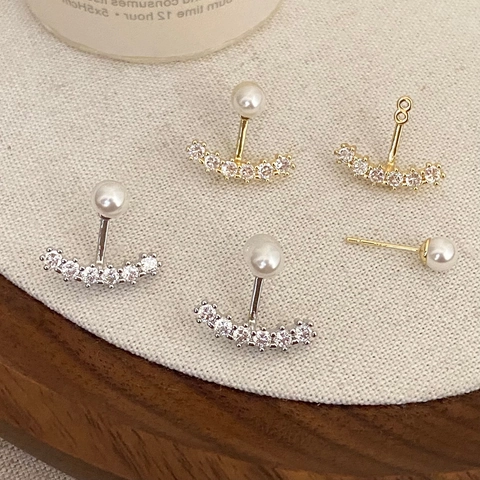 Orecchini Perla Artificial Zircone Fiocco Farfalla Placcati Oro Stile Francese Gioielli Minimalisti Per Donne Accessorio Quotidiano