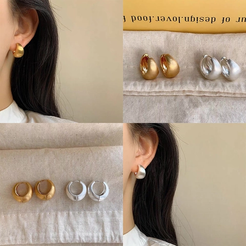 Orecchini A Cerchio In Rame Minimalisti Eleganti Francesi Texture Opaca Spazzolata Geometrici A C Stile Vintage Per Donne
