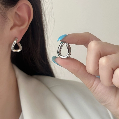 Waterdruppel Creolen Koper Minimalistisch Geometrisch Traanvorm Hoogglans Dagelijks Woon-Werkverkeer Elegant Voor Vrouwen