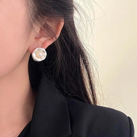 Orecchini A Lobo In Rame Stile Vintage Francese Geometrico Martellato Irregolare Gioielli Perla Artificial Da Donna Accessorio Minimalista