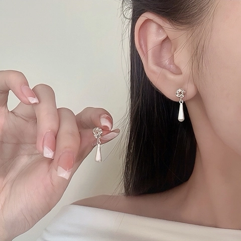 Pendientes De Gota De Agua Cobre Anudado Mate Minimalista Elegante Joyería Diaria Para Mujeres Color Dual