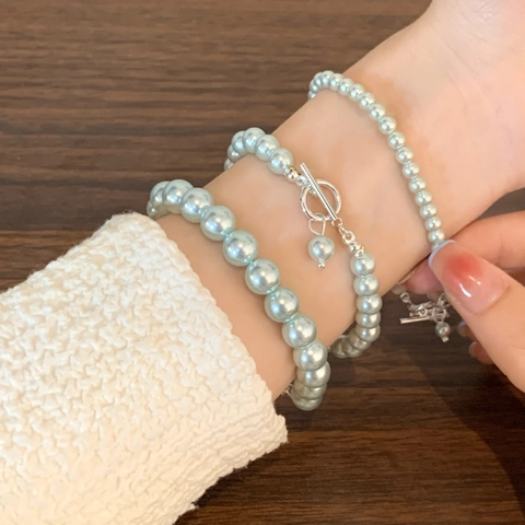 Französisches Vintage Imitationsperlen Armband Für Damen Minimalistischer Eleganter Luxusschmuck Mit Legierung Knebelverschluss