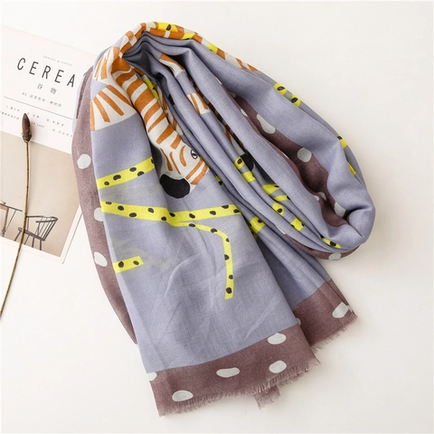 Women Abstract Zebra Scarf Long Shawl Lightweight Polyester Cotton Feel Artistic Polka Dot Sunscreen Beach Sun Wrap