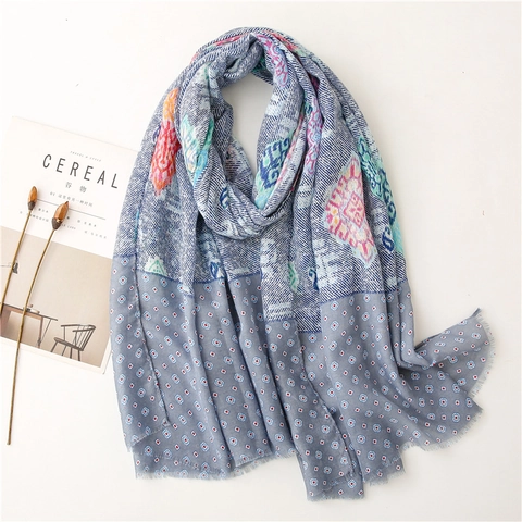 Γυναικείο Κασκόλ Σάλι Ethnic Print Γεωμετρικό Paisley Patchwork Ελαφρύ Φούντες Κρόσσια Αξεσουάρ Προστασίας Από Τον Ήλιο