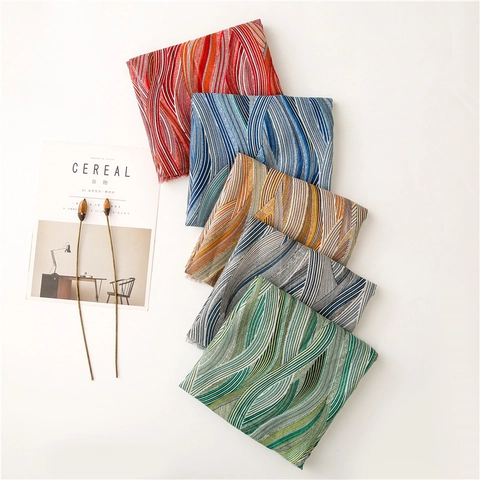 Retro Wavy Stripe Scarf Shawl Lightweight Breathable Cotton Polyester Abstract Pattern Frayed Edge For Women
