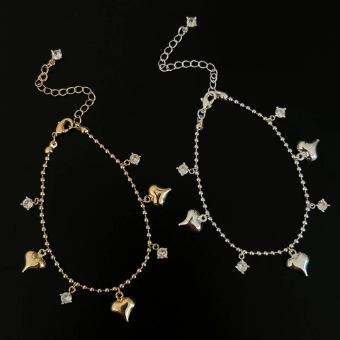 Koperen Hart Hanger Armband Met Ronde Zirkonia Minimalistische Verstelbare Ketting Elegante Sieraden Voor Vrouwen Dagelijks