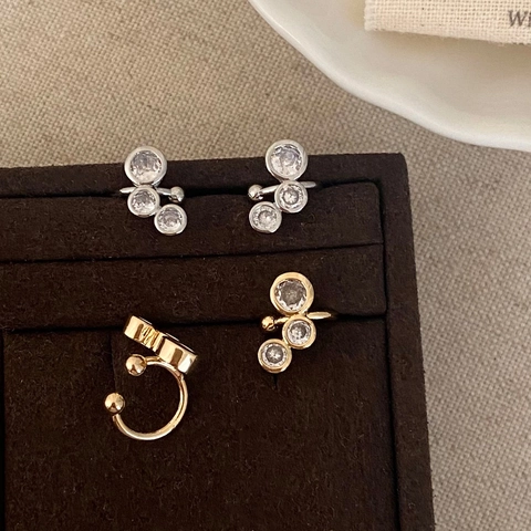 Ear Cuff In Rame Con Zirconi Orecchini A Clip Senza Buco Per Donna Stile Minimalista Retro Francese