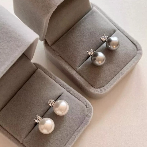 Boucles D'Oreilles Künstliche Perles Avec Accent En Zircon Et Tige En Argent Sterling 925 Style Coréen Élégant Pour Femme