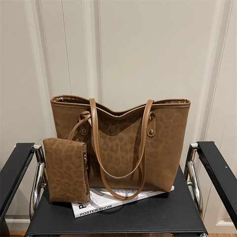 Borsa Tote e Pochette con Stampa Leopardata Grande Capacità in Pelle PU Borsa a Tracolla per Donna Casual Pendolare Borse a Mano alla Moda per il Viaggio
