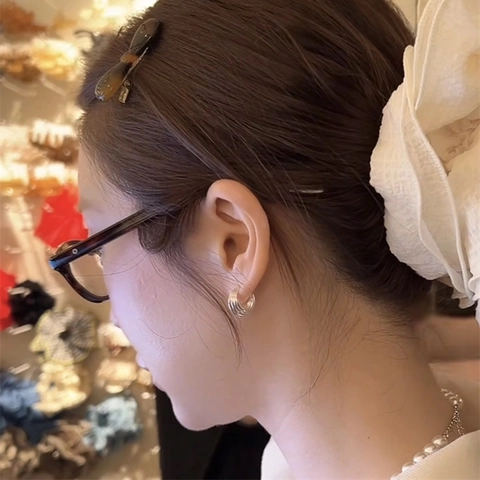 Orecchini A Cerchio In Rame Con Texture A Spirale Multistrato Geometrici Minimalisti Gioielli Moda Donna