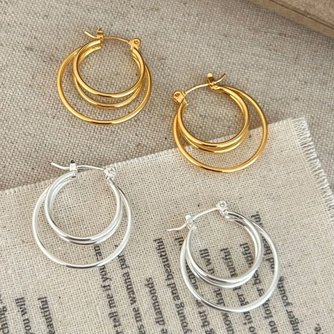 Minimalistische Gelaagde Oorringen Voor Dames Geneste Cirkels Multilaag Geometrische Gepolijste Koperen Sieraden Cadeau