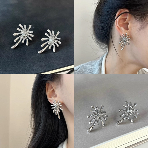 Ohrstecker Im Sternschliff Feuerwerk Design Kupfer Material Geometrisches Radiales Design Modeschmuck Damen