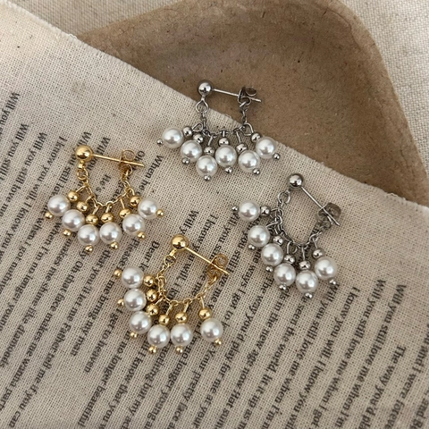 Orecchini Pendenti Con Frange Di Künstliche Perle Retro Francesi Con Perno In Argento Sterling 925 Gioielli Eleganti Per Donne