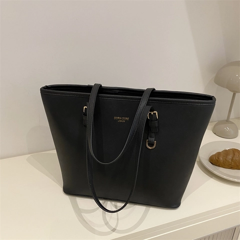 Women Large Capacity Tote Bag Saffiano Texture Synthetic Leather Gold Hardware Commute Work Handbag