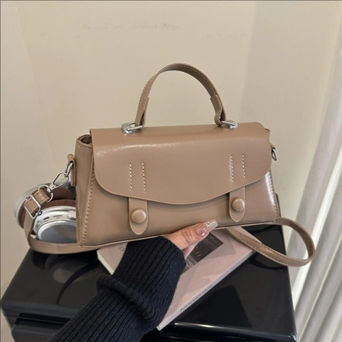 Borsa a Spalla Piccola Quadrata Minimalista da Donna in Pelle PU Borsa a Tracolla Retro Casual Con Manico Moda Quotidiana
