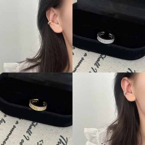 Μινιμαλιστικό Χάλκινο Σκουλαρίκι Ear Cuff Με Ζιργκόν Σχήμα C Χωρίς Τρύπα Γεωμετρικό Κόσμημα Για Γυναίκες