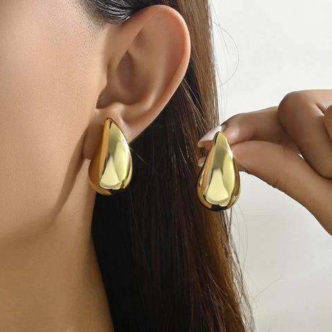 Orecchini A Lobo A Goccia Rame Lucidato A Specchio Geometrico Minimalista Gioielli Di Moda Per Donna