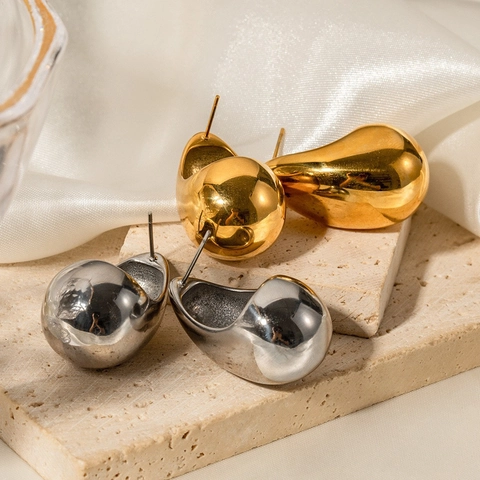 Orecchini A Lobo A Goccia Rame Lucidato A Specchio Geometrico Minimalista Gioielli Di Moda Per Donna