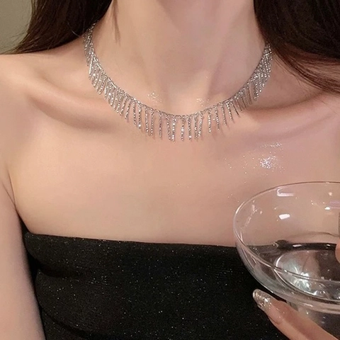 Elegante Tassel Choker Ketting Voor Dames Koper Verguld Goud Zilver Minimalistische Geometrische Schakelketting Mode Sieraden Feestcadeau
